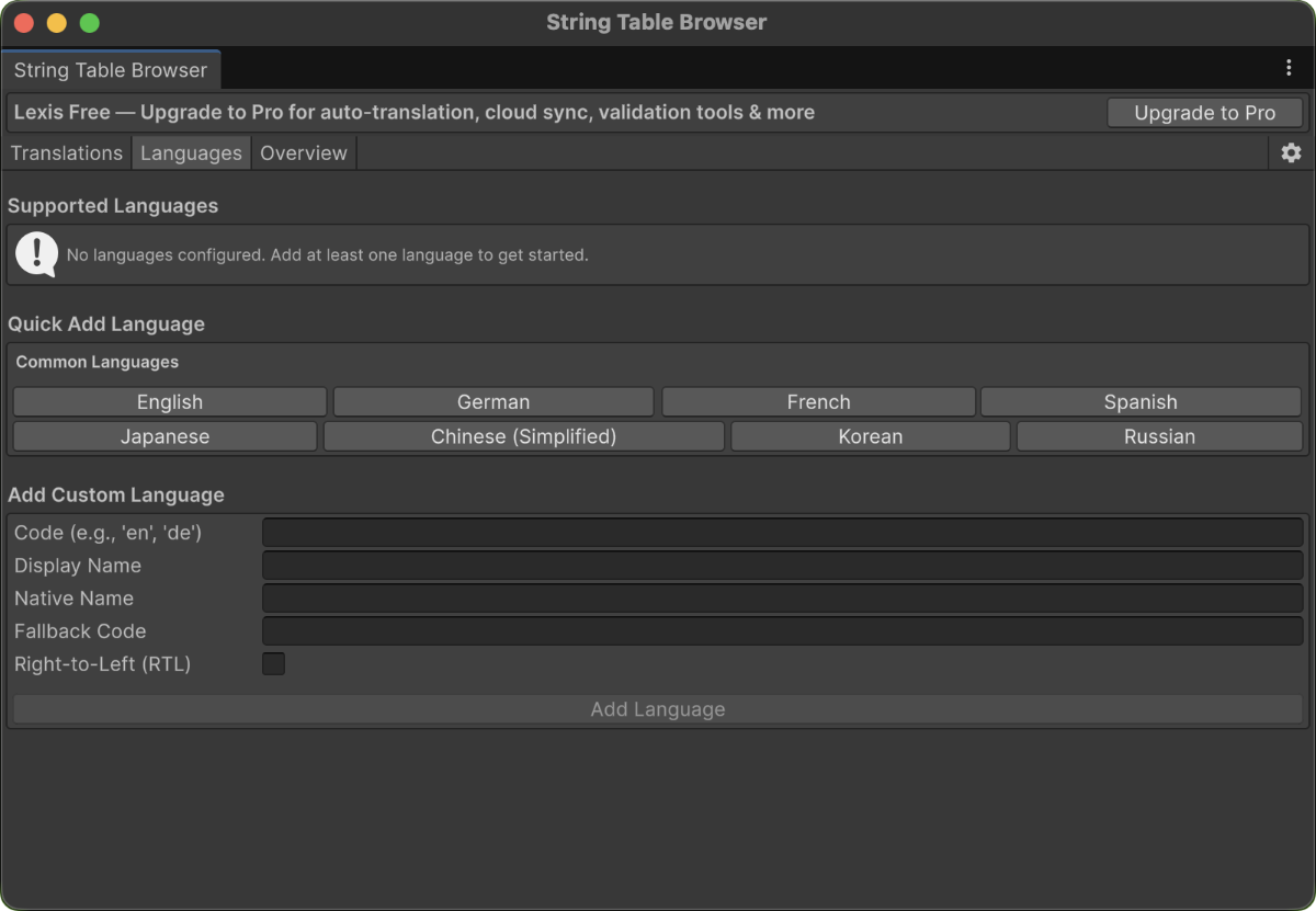 Add Languages